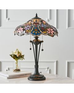 Sullivan Tiffany Glass Medium Table Lamp In Dark Bronze