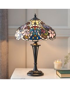 Sullivan Tiffany Glass Small Table Lamp In Dark Bronze