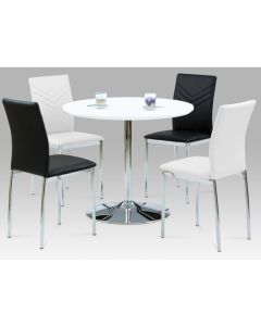 Sylvia Dining Set In White High Gloss With 4 Carina Black And White Chairs