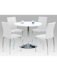 Sylvia Dining Set In White High Gloss With 4 Carina White Chairs