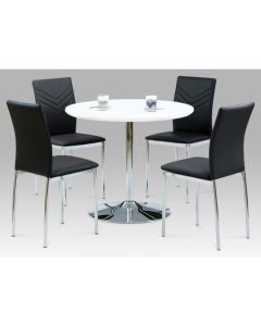 Sylvia Wooden Dining Set In White High Gloss With 4 Carina Chairs
