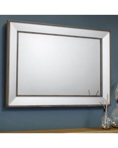 Symphony Beaded Wall Mirror In Pewter Effect