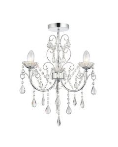 Tabitha Clear Crystal 3 Lights Semi Flush Ceiling Light In Polished Chrome