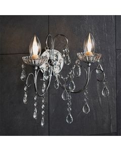 Tabitha Clear Faceted Crystal 2 Lights Wall Light In Polished Chrome