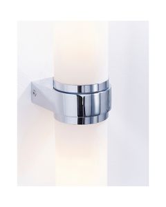 Tal White Glass 2 Lights Wall Light In Chrome