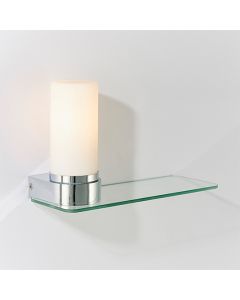 Tal White Glass Shade Wall Light With Shelf In Chrome