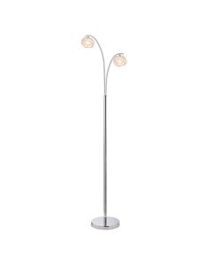 Talia Clear Crystal 2 Lights Floor Lamp In Chrome