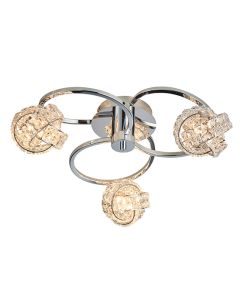 Talia Clear Crystal 3 Lights Semi Flush Ceiling Light In Chrome