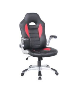 Talladega Faux Leather Home And Office Chair In Black And Red