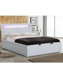 Tanya Wooden Storage Double Bed In High Gloss White