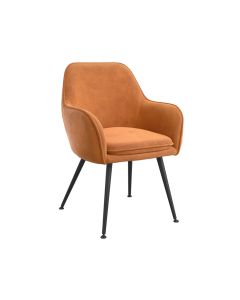 Tara Velvet Fabric Dining Chair In Burnt Rust With Matte Black Legs