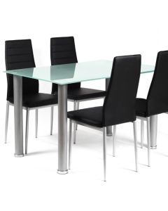 Tatum Frost Glass Dining Table With Silver Metal Legs