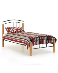 Tetras Metal Single Bed In Beech And Black