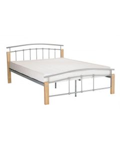 Tetras Metal Single Bed In Beech And Silver