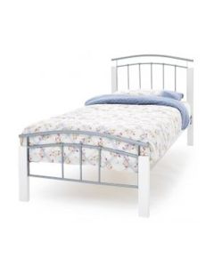 Tetras Metal Single Bed In White And Silver