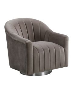 Tiffany Velvet Swivel Armchair In Cappuccino