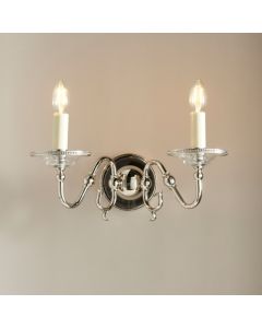 Tilburg Clear Crystal Twin Wall Light In Polished Nickel