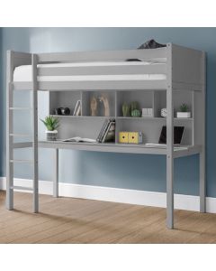 Titan Wooden Highsleeper Bunk Bed With Desk In Dove Grey