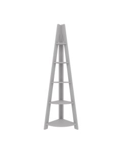 Tiva Corner Wooden Ladder Design Shelving Unit In Grey