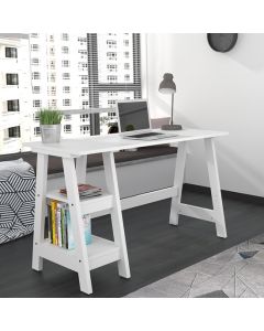 Tiva Wooden Computer Desk In White With 2 Shelves