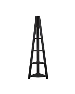 Tiva Wooden Corner Ladder Shelving Unit In Black