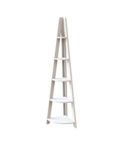 Tiva Wooden Corner Ladder Shelving Unit In White