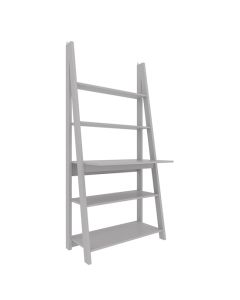 Tiva Wooden Ladder Design Bookcase With Laptop Desk In Grey