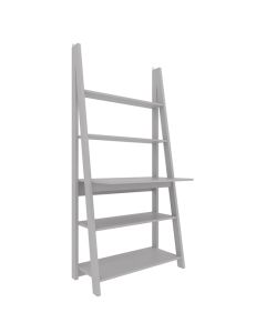 Tiva Wooden Ladder Design Shelving Unit With Laptop Desk In Grey