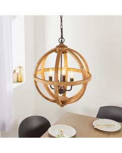 Toba 4 Lights Ceiling Pendant Light In Mango Wood And Dark Bronze