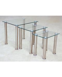 Togo Clear Glass Nest Of Tables With Chrome Legs