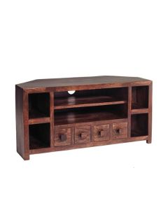 Toko Corner Wooden 4 Drawers TV Stand In Dark Walnut