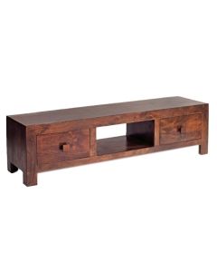 Toko Wide Wooden 2 Drawers TV Stand In Dark Walnut