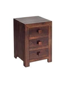 Toko Wooden Bedside Cabinet In Dark Walnut With 3 Drawers