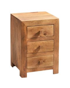 Toko Wooden Bedside Cabinet In Light Walnut With 3 Drawers