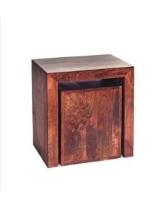 Toko Wooden Cubed Nest Of 2 Tables In Dark Walnut