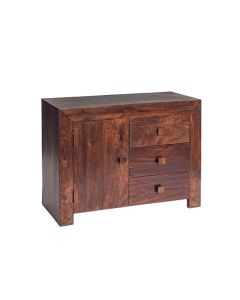 Toko Wooden Sideboard In Dark Walnut With 1 Doors And 3 Drawers