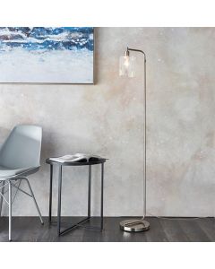 Toledo Clear Glass Floor Lamp In Brushed Nickel