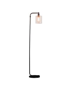 Toledo Clear Glass Shade Floor Lamp In Matt Black