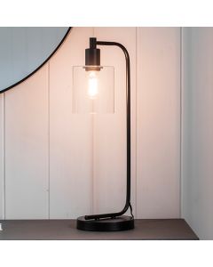 Toledo Clear Glass Table Lamp In Black