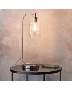 Toledo Clear Glass Table Lamp In Brushed Nickel