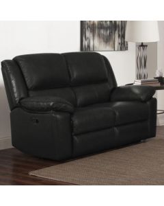 Toledo Faux Leather And PVC Recliner 2 Seater Sofa In Black