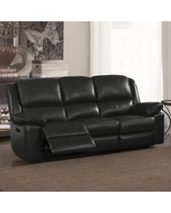 Toledo Faux Leather And PVC Recliner 3 Seater Sofa In Black