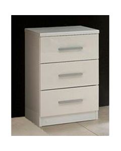 Topline Wooden Bedside Cabinet In White With 3 Drawers