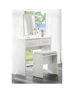 Topline Wooden Dressing Table With Mirror And Stool In White