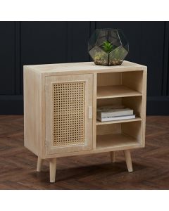 Toulouse Wooden 1 Door And 2 Shelves Display Cabinet In Washed Oak