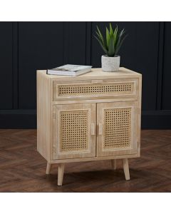 Toulouse Wooden 2 Doors And 1 Drawer Storage Cabinet In Washed Oak