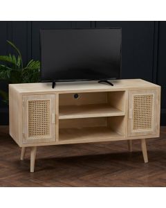 Toulouse Wooden 2 Doors TV Stand In Washed Oak