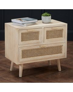 Toulouse Wooden 3 Drawers Storage Cabinet In Washed Oak