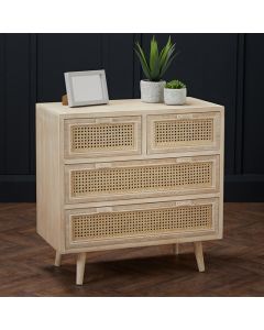 Toulouse Wooden Chest Of 4 Drawers In Washed Oak