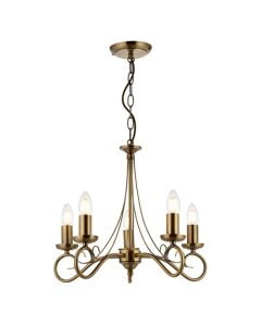 Trafford 5 Lights Ceiling Pendant Light In Antique Brass